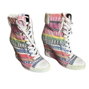 Dolce & Gabbana Alphabet Print Wedge Sneakers with COA